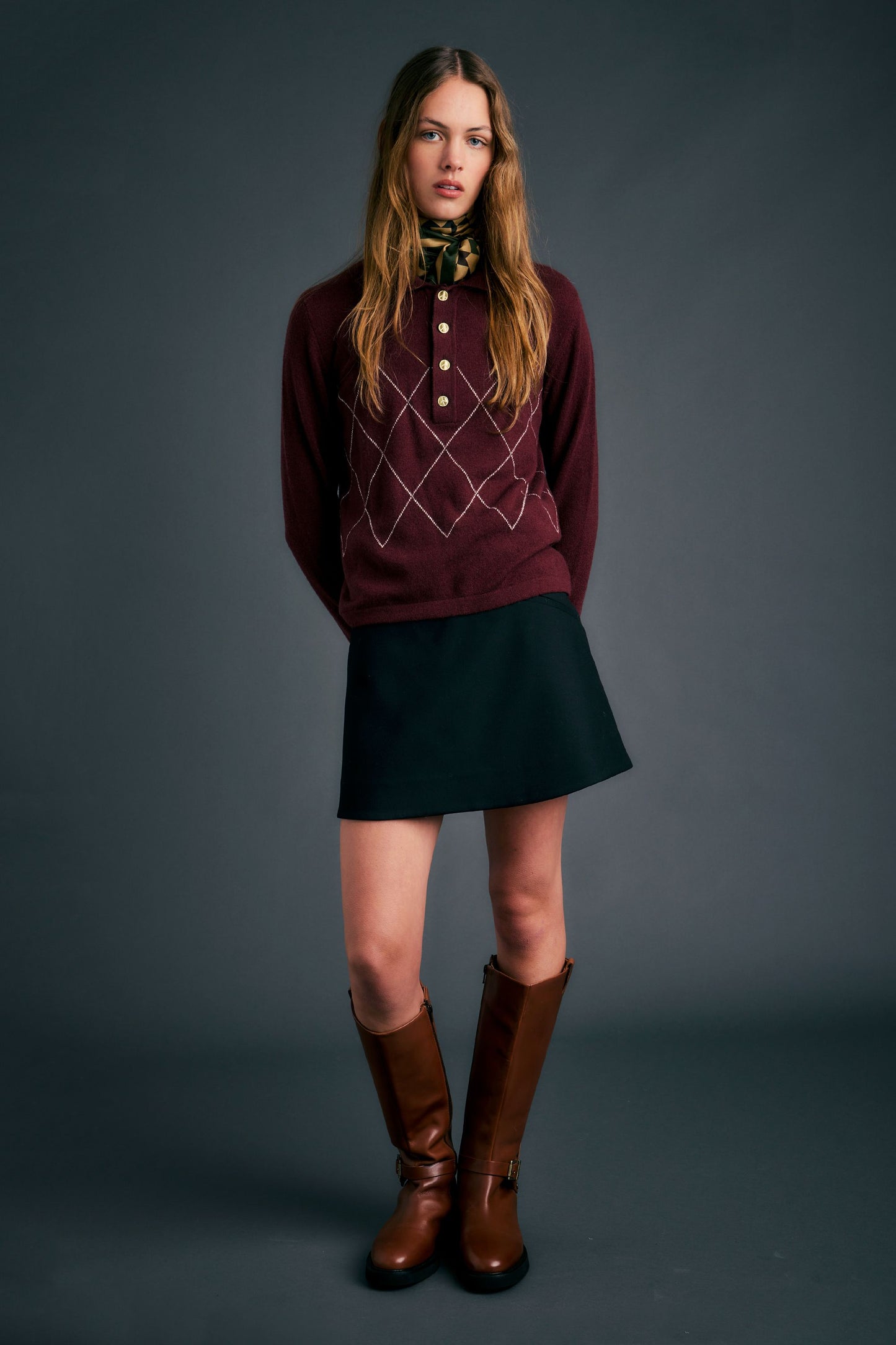 Society Argyle Polo Burgundy