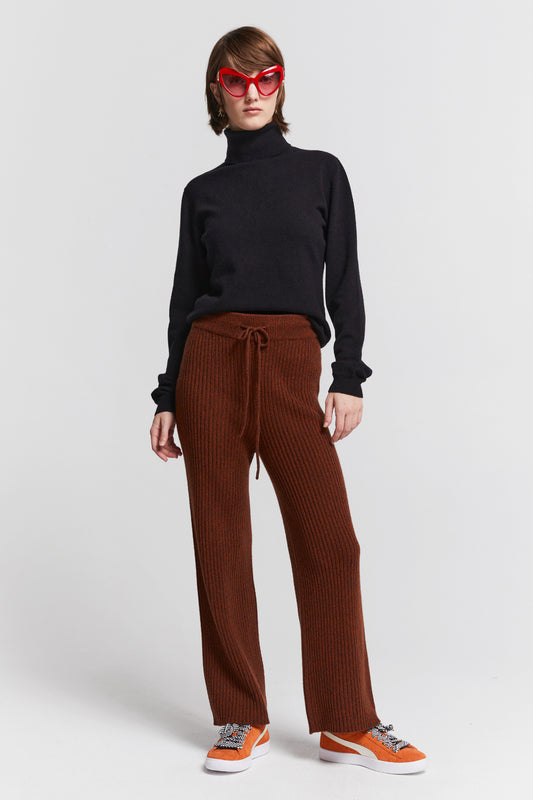Frances Rib Pants Petite Chestnut Marle