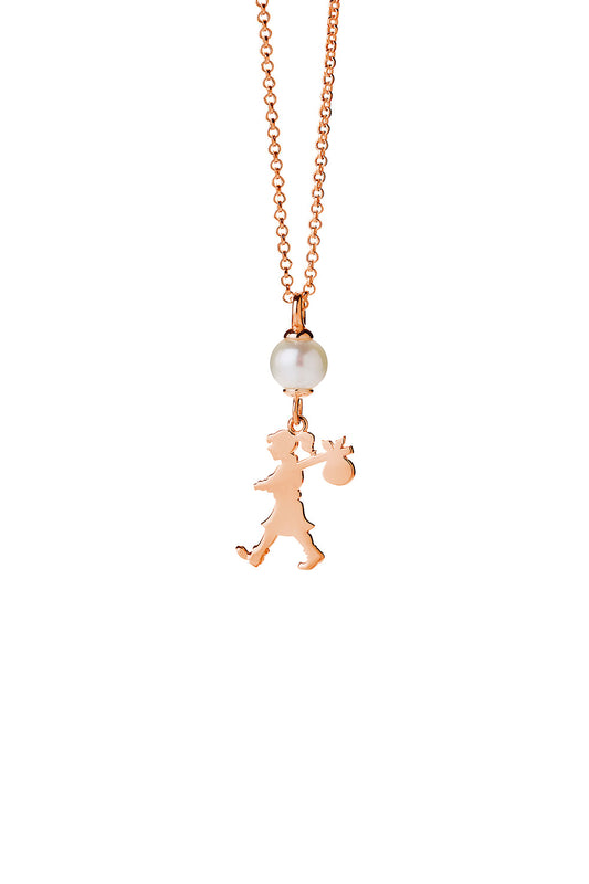 Girl and the Pearl Necklace Rose Gold