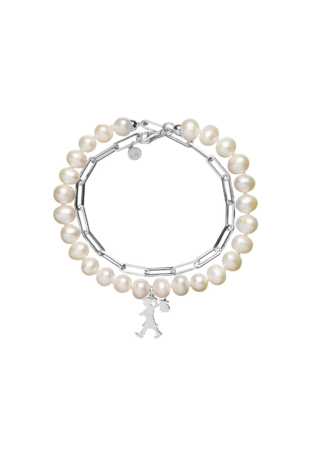 Girl with all the Pearls and Chain Bracelet Silver