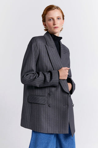 Kyoto Double Breasted Jacket Charcoal