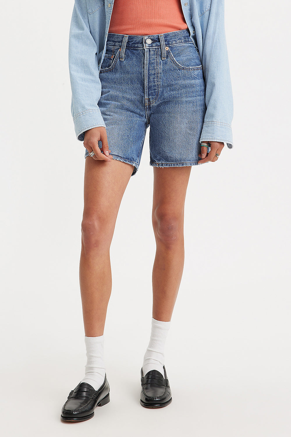 501® Mid Thigh Shorts Blue Beauty Medium Wash – Karen Walker