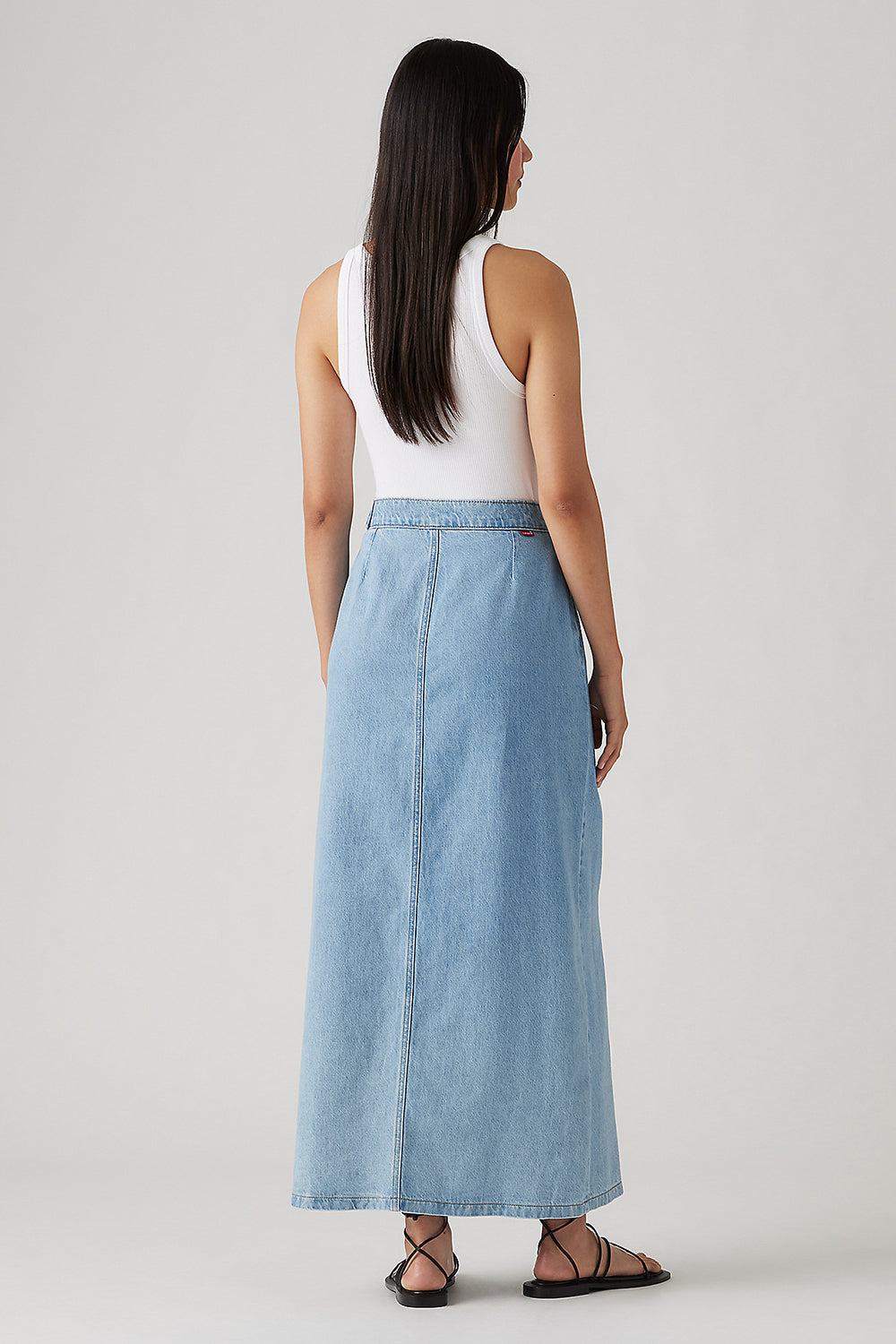 Column Wrap Skirt Wrapped in Blue