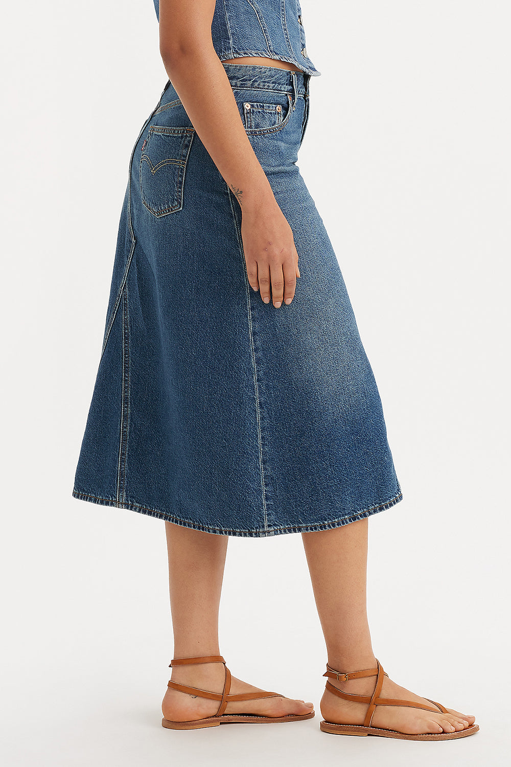 High Rise A-Line Skirt Mid Morning Medium Wash