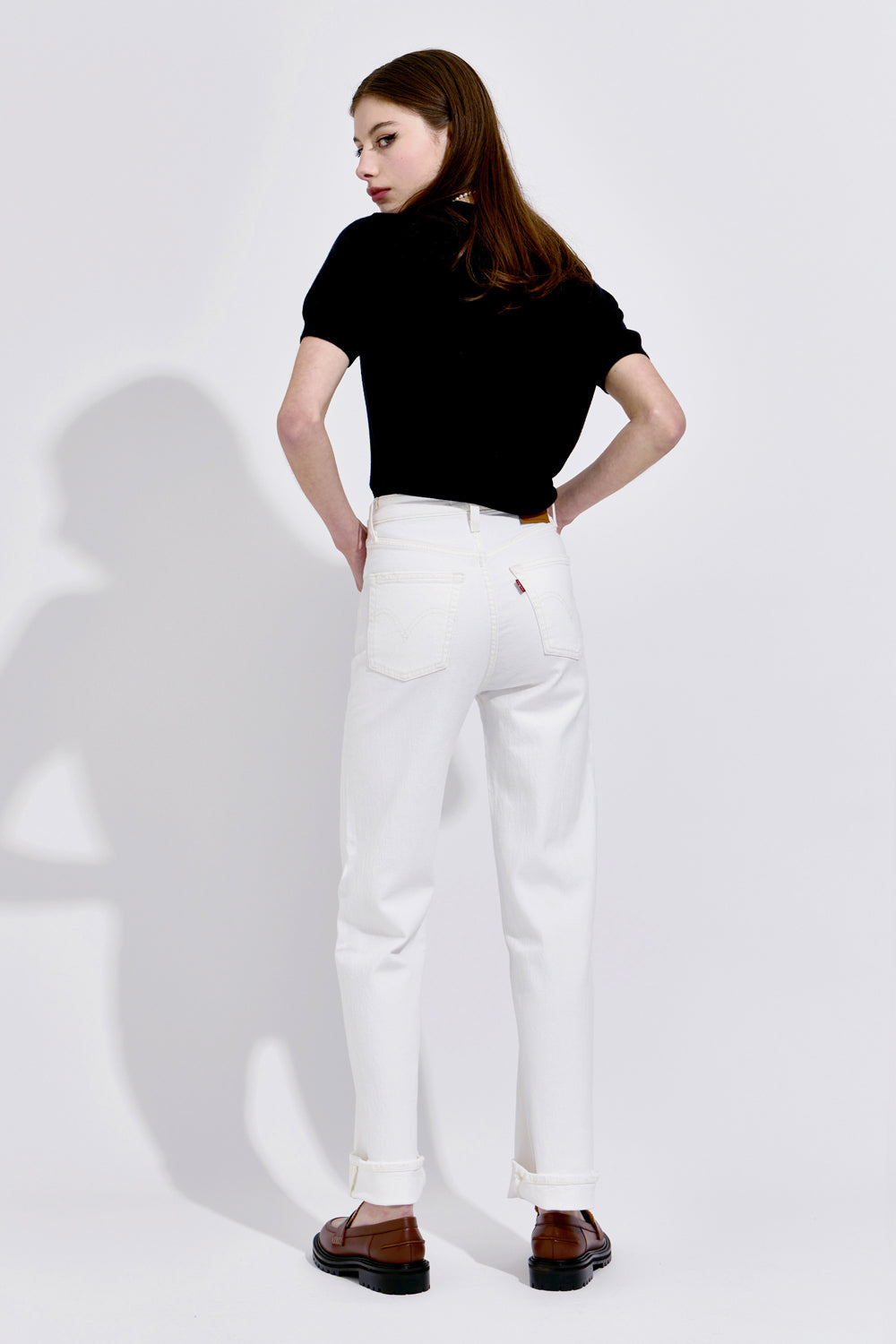 Ribcage Straight Full Length Jeans Cloud Over White