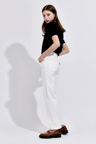 Ribcage Straight Full Length Jeans Cloud Over White