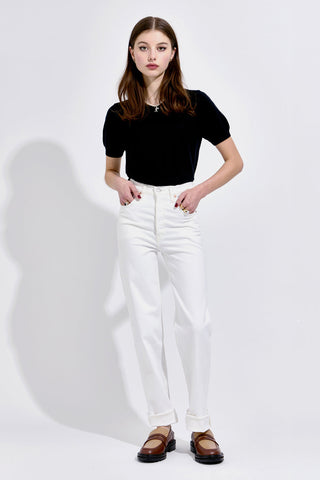 Ribcage Straight Full Length Jeans Cloud Over White