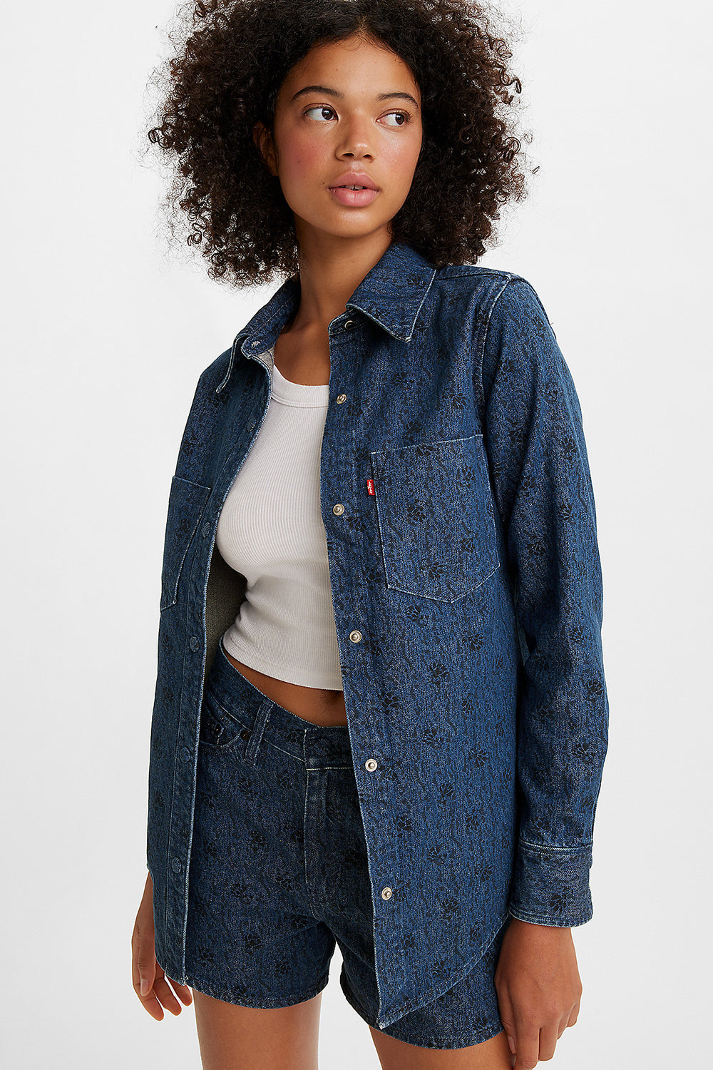 Wellthread® Petal Shirt Flowers in the Rain Denim
