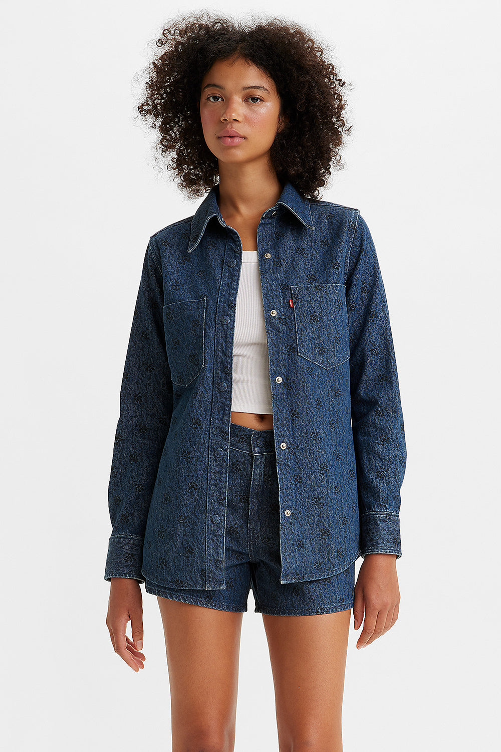 Wellthread® Petal Shirt Flowers in the Rain Denim