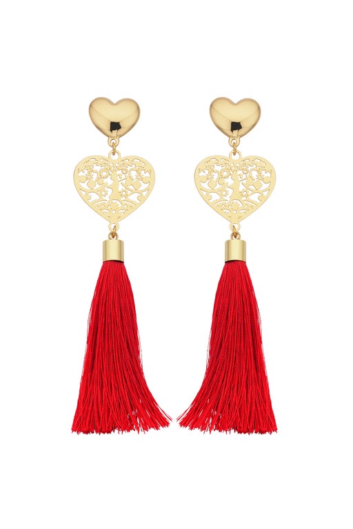 Lover Tassel Earrings Gold/Red