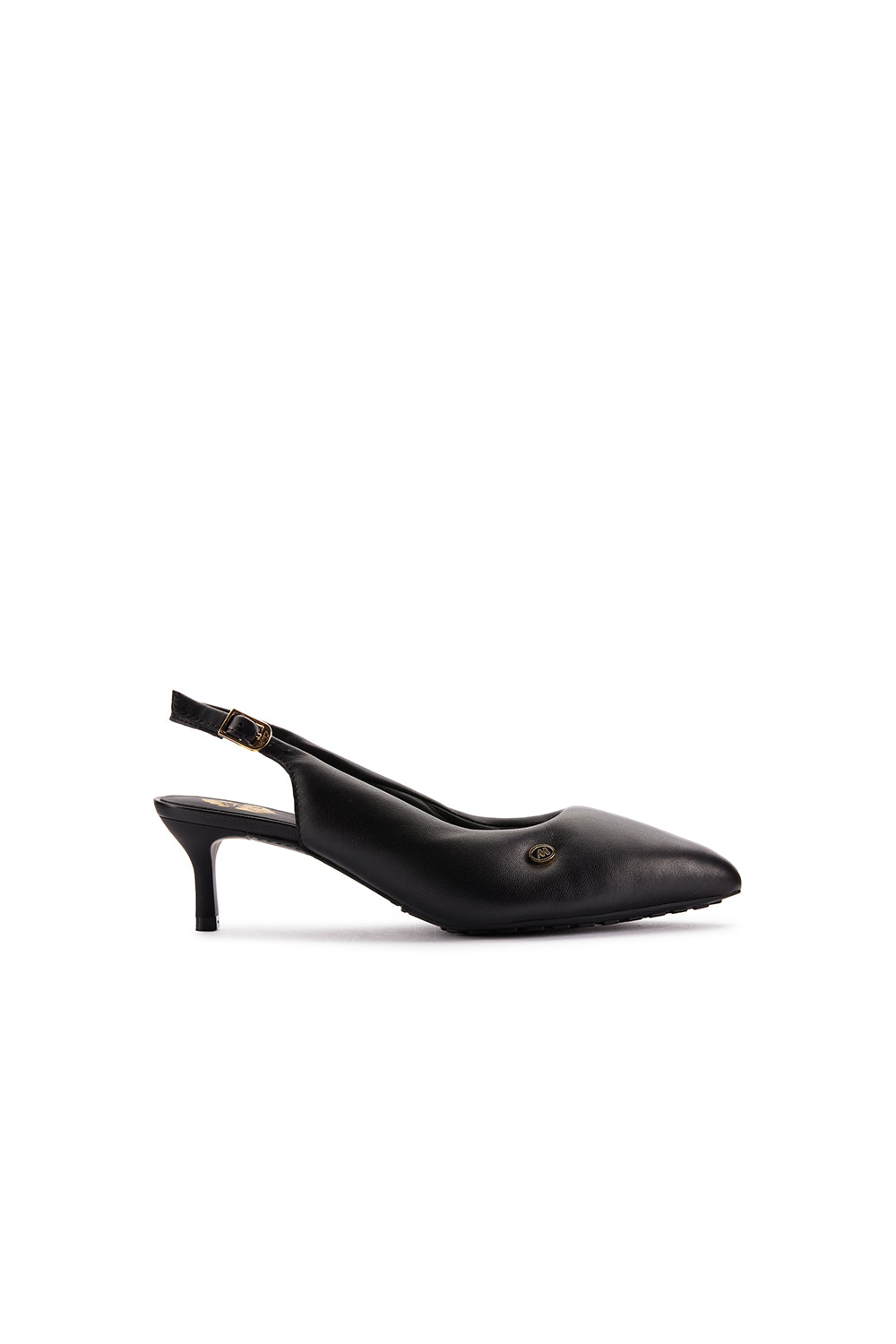 Sling Back Heel Black Leather