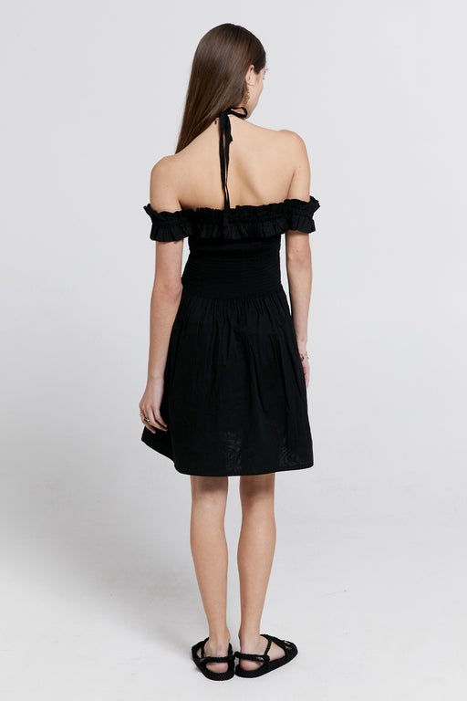Mini Sessile Organic Cotton Halter Dress Black
