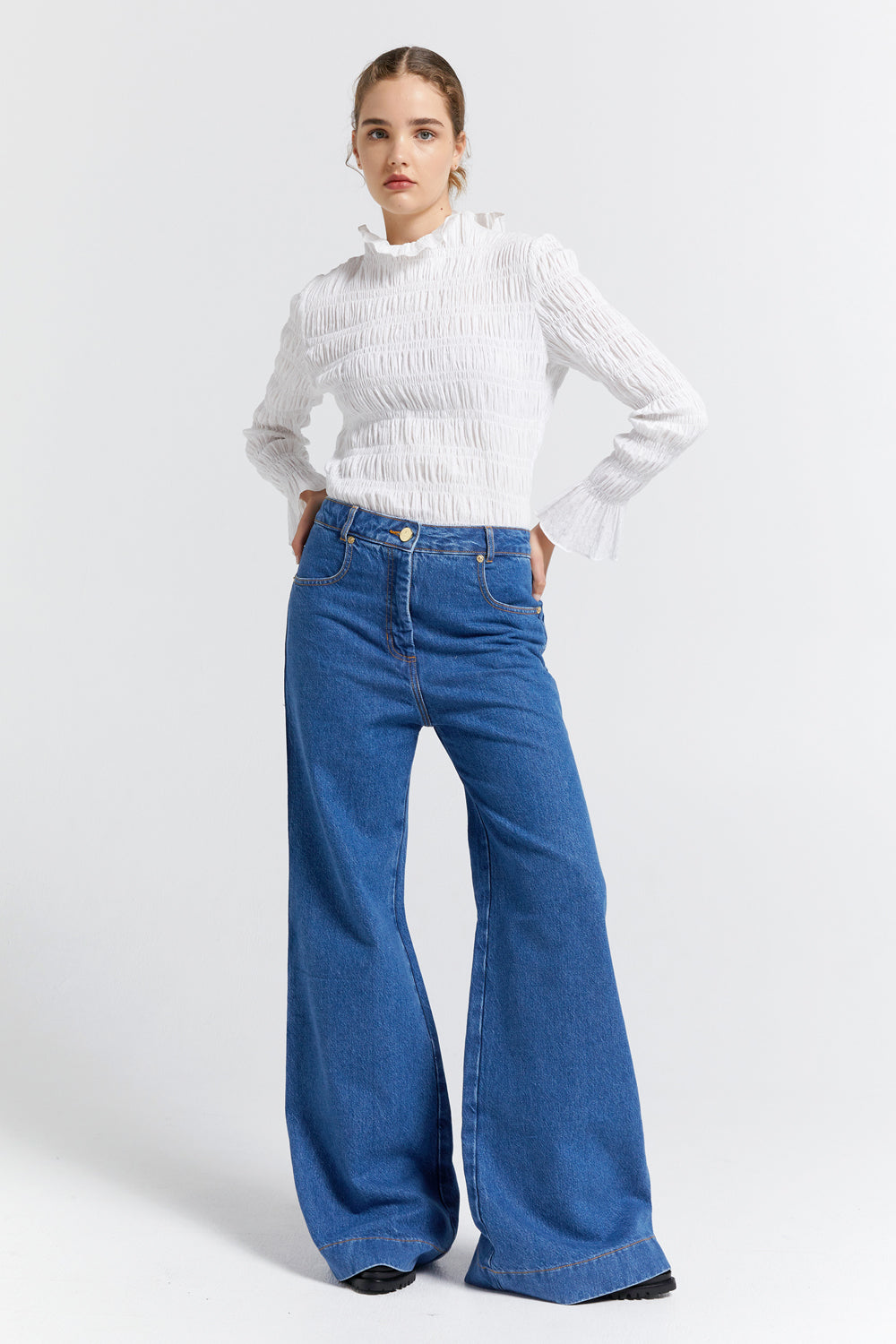 Mod Flared Jeans Washed Denim – Karen Walker