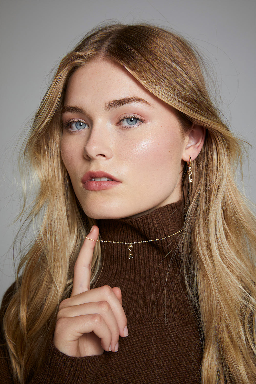 Monogram Key Necklace Rose Gold