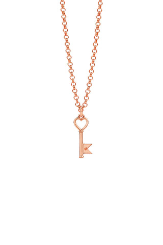 Monogram Key Necklace Rose Gold