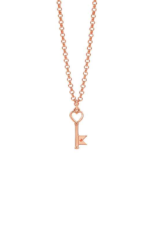 Monogram Key Necklace Rose Gold