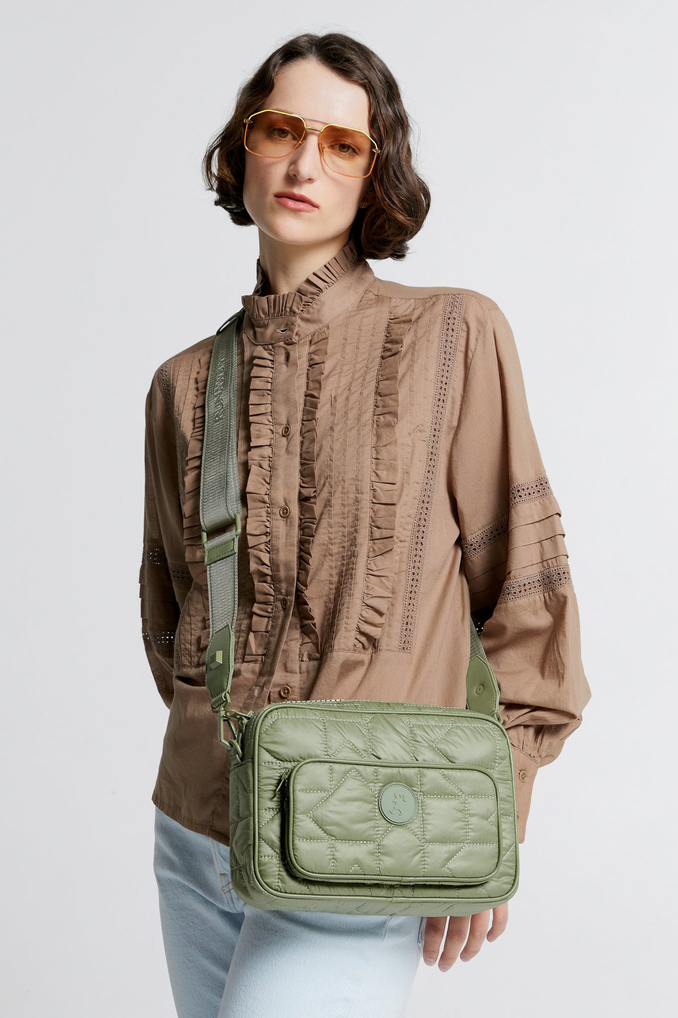 Monogram Quilted Large Camera Bag Sage