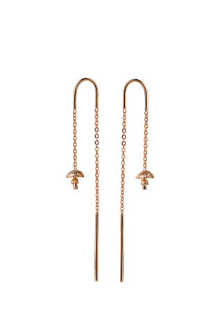 Mushroom Thread Earrings Rose Gold