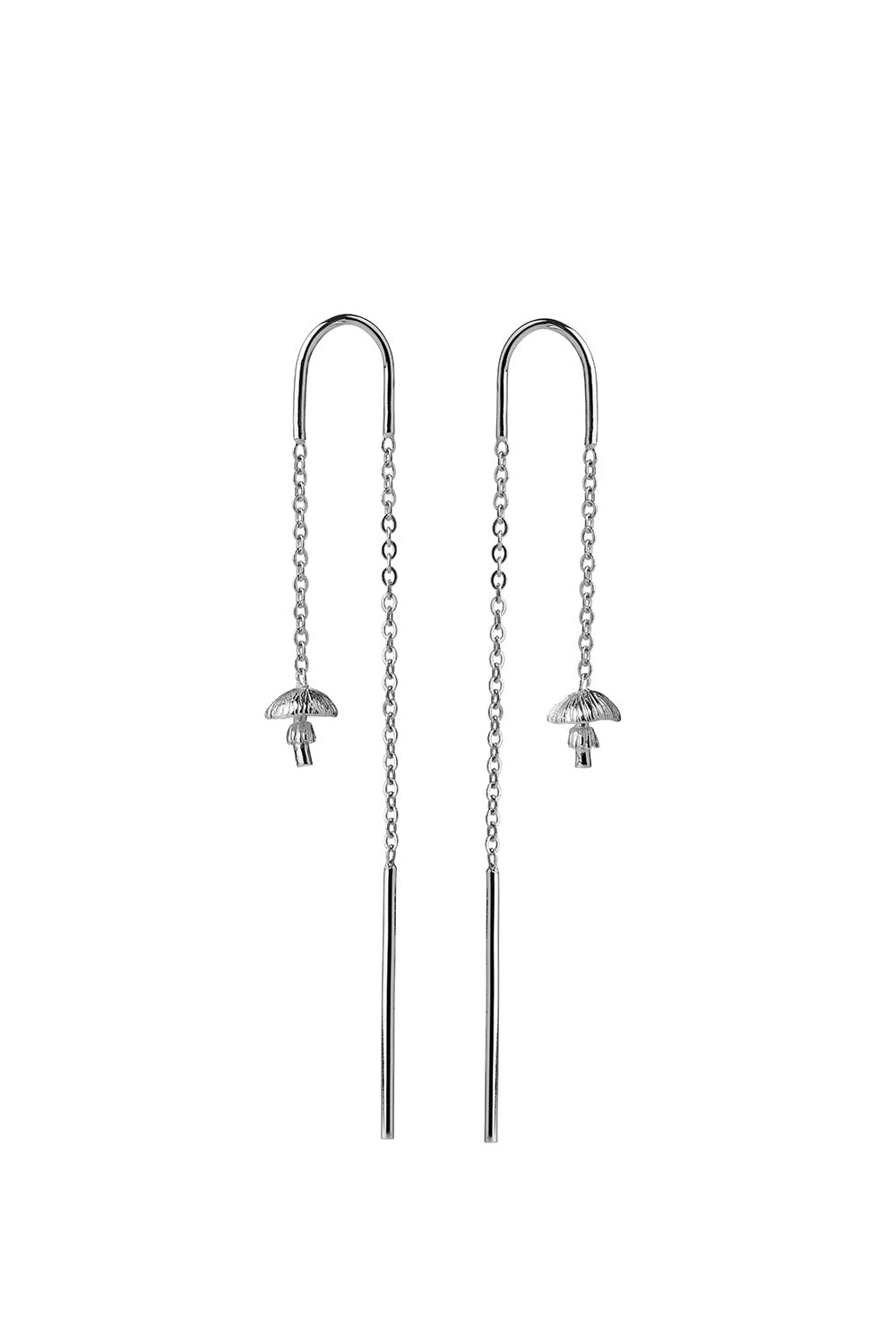 Mushroom Thread Earrings Silver