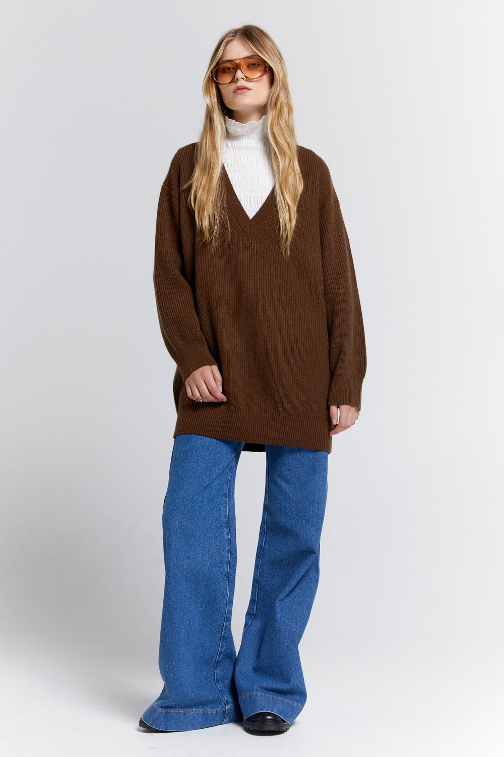 Naomi Oversized Cashmere Sweater Dark Brown