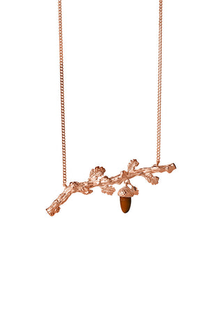 Oak Branch Necklace Rose Gold