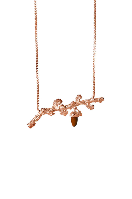 Oak Branch Necklace Rose Gold