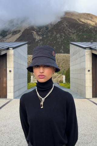Quilted Monogram Bucket Hat Black
