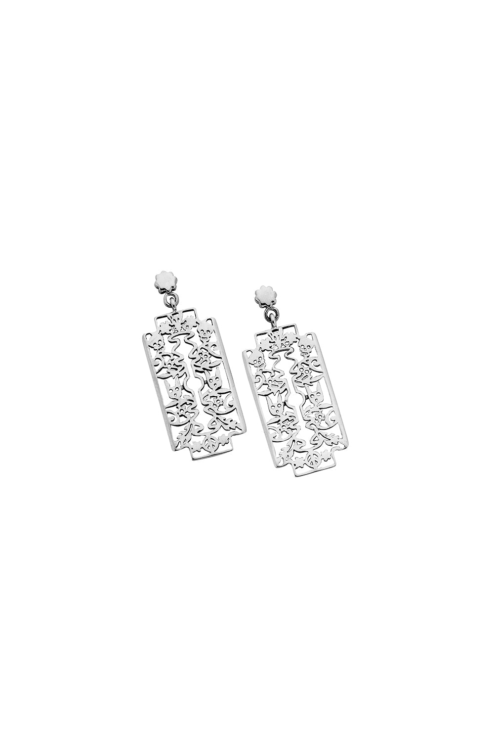 Razor Earrings Silver