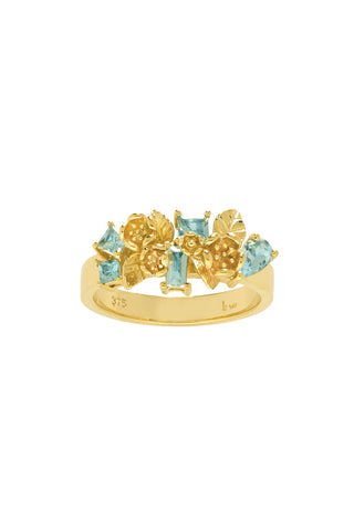 Rock Garden Flowers Ring Gold & Topaz