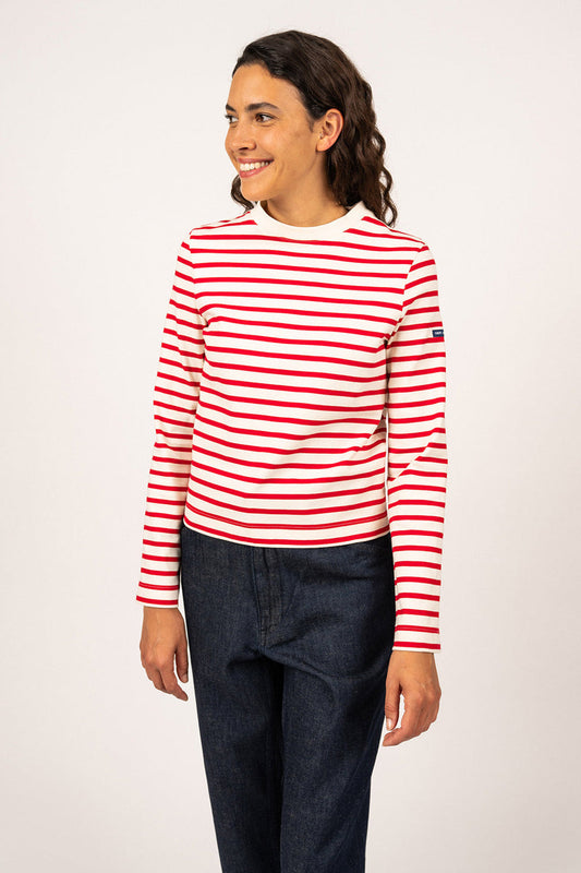Barfleur Short Sailor Striped Shirt Ecru/Tulipe