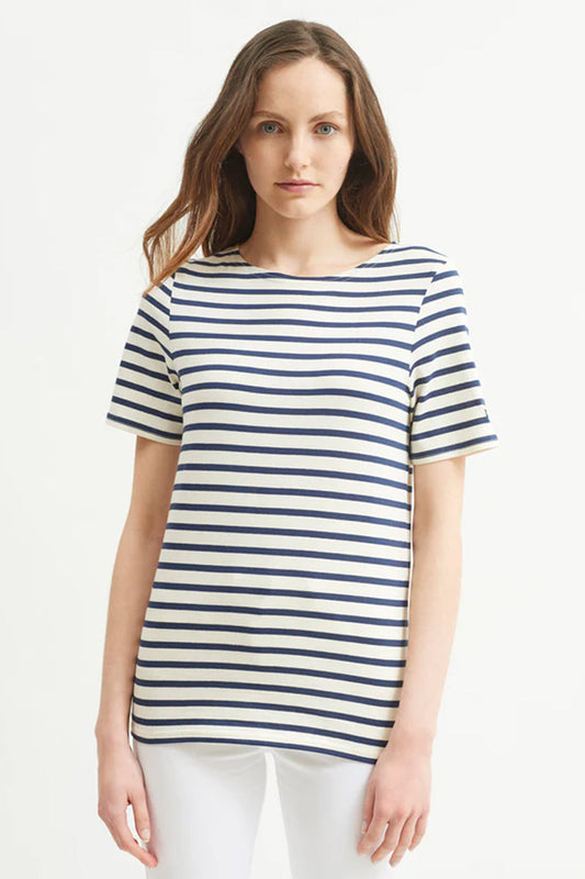 Levant Moderne Short Sleeve Striped Sailor Shirt Ecru/Marine