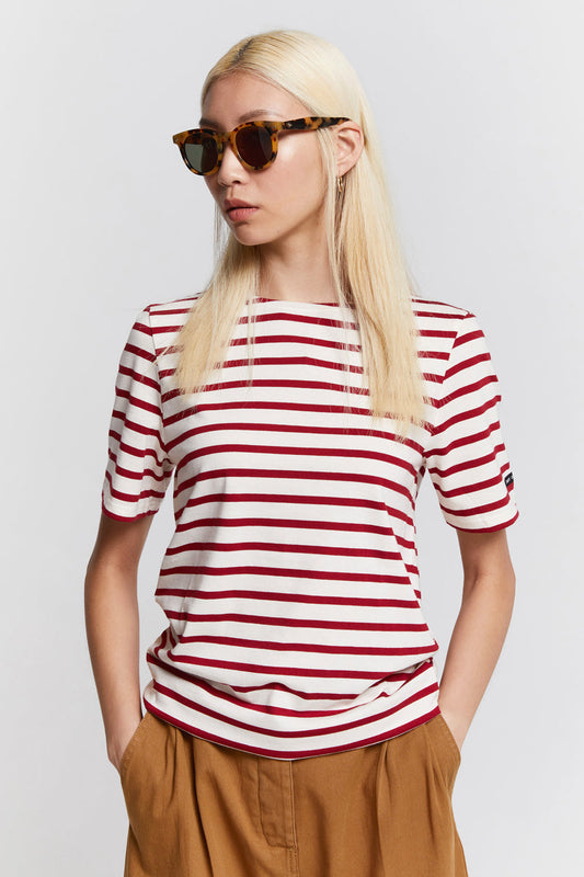 Levant Moderne Short Sleeve Striped Sailor Shirt Ecru/Persan