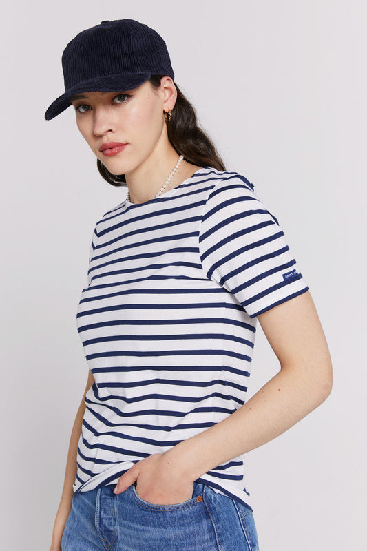 Levant Moderne Short Sleeve Striped Sailor Shirt Neige/Marine