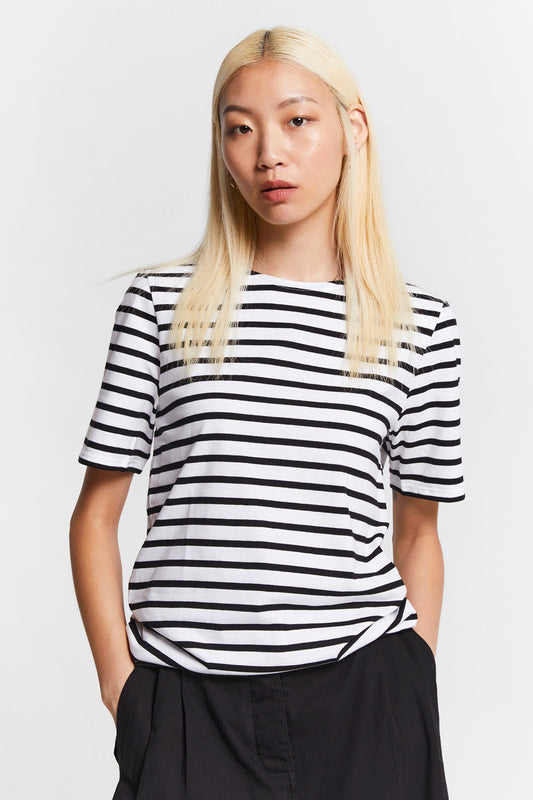 Levant Moderne Short Sleeve Striped Sailor Shirt Neige/Noir