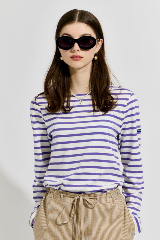 Minquiers Moderne Striped Sailor Shirt Ecume/Violet