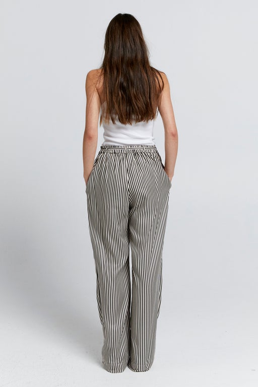 Tied Palazzo Lounge Pants Black Stripe