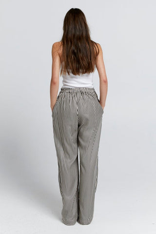 Tied Palazzo Lounge Pants Black Stripe