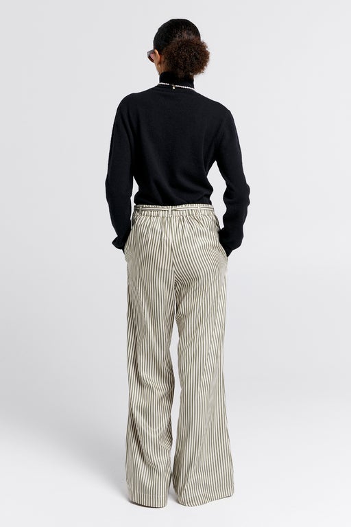 Tied Palazzo Lounge Pants Olive Stripe