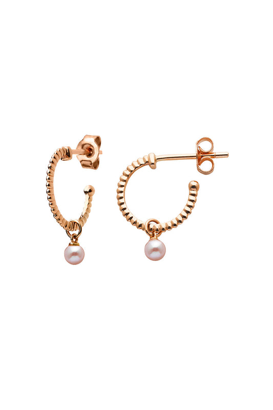 Wisdom Pearl Hoops Rose Gold