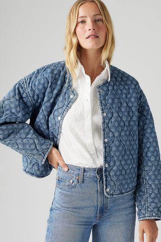 Rumer Quilted Liner Jacket Faye Geo Denim Blue