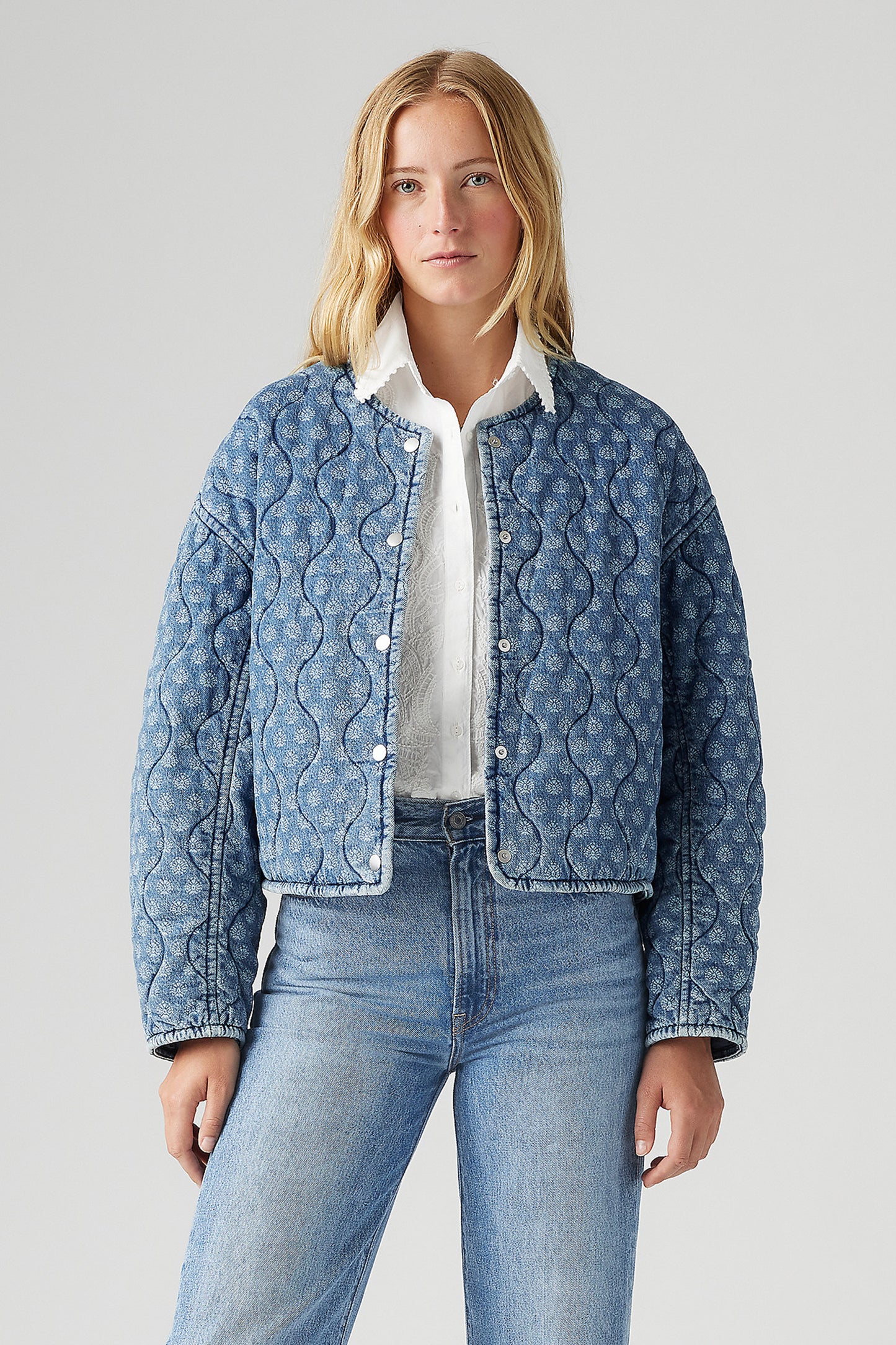 Rumer Quilted Liner Jacket Faye Geo Denim Blue