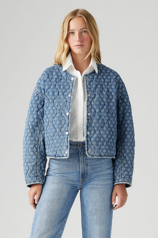 Rumer Quilted Liner Jacket Faye Geo Denim Blue