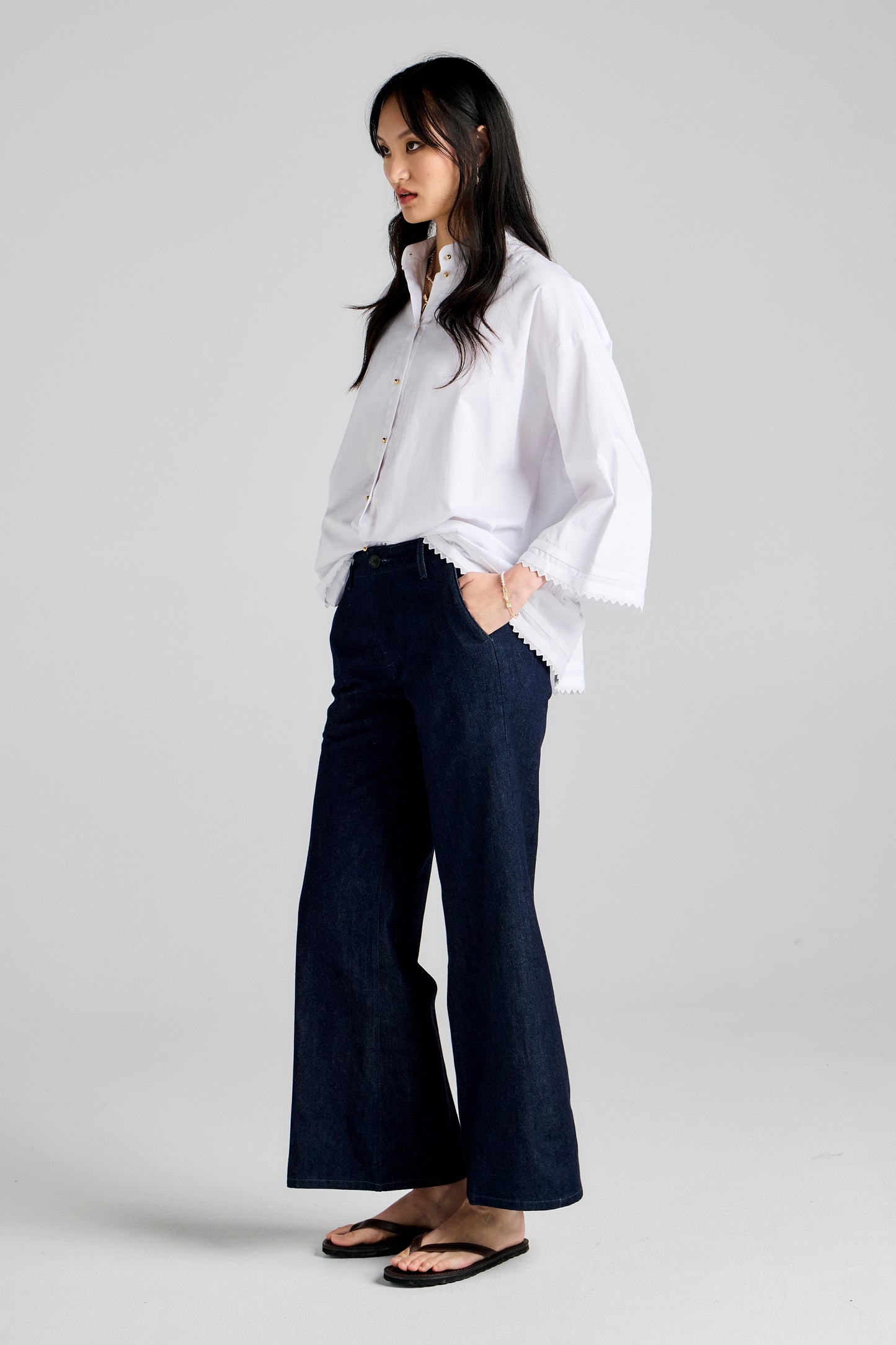 Stem Flare Trouser Blue Lagoon Wash