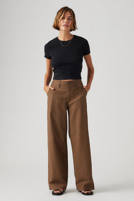 90s Straight Jeans Slubby Earth Red