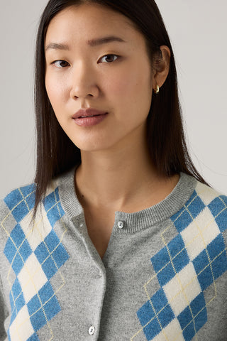 Supersoft Crewneck Cardigan Elgin Placed Argyle V2 Star Sapphire Triblend