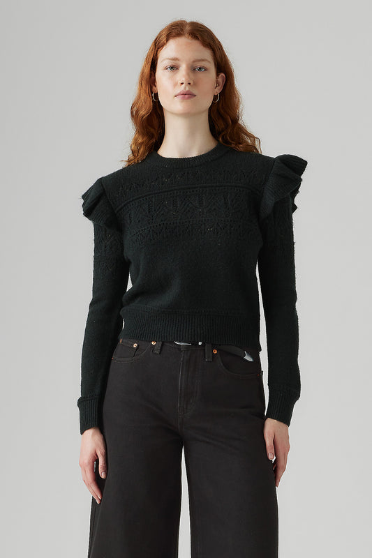 Shane Flutter Sleeve Pull-Over Anthracite Night