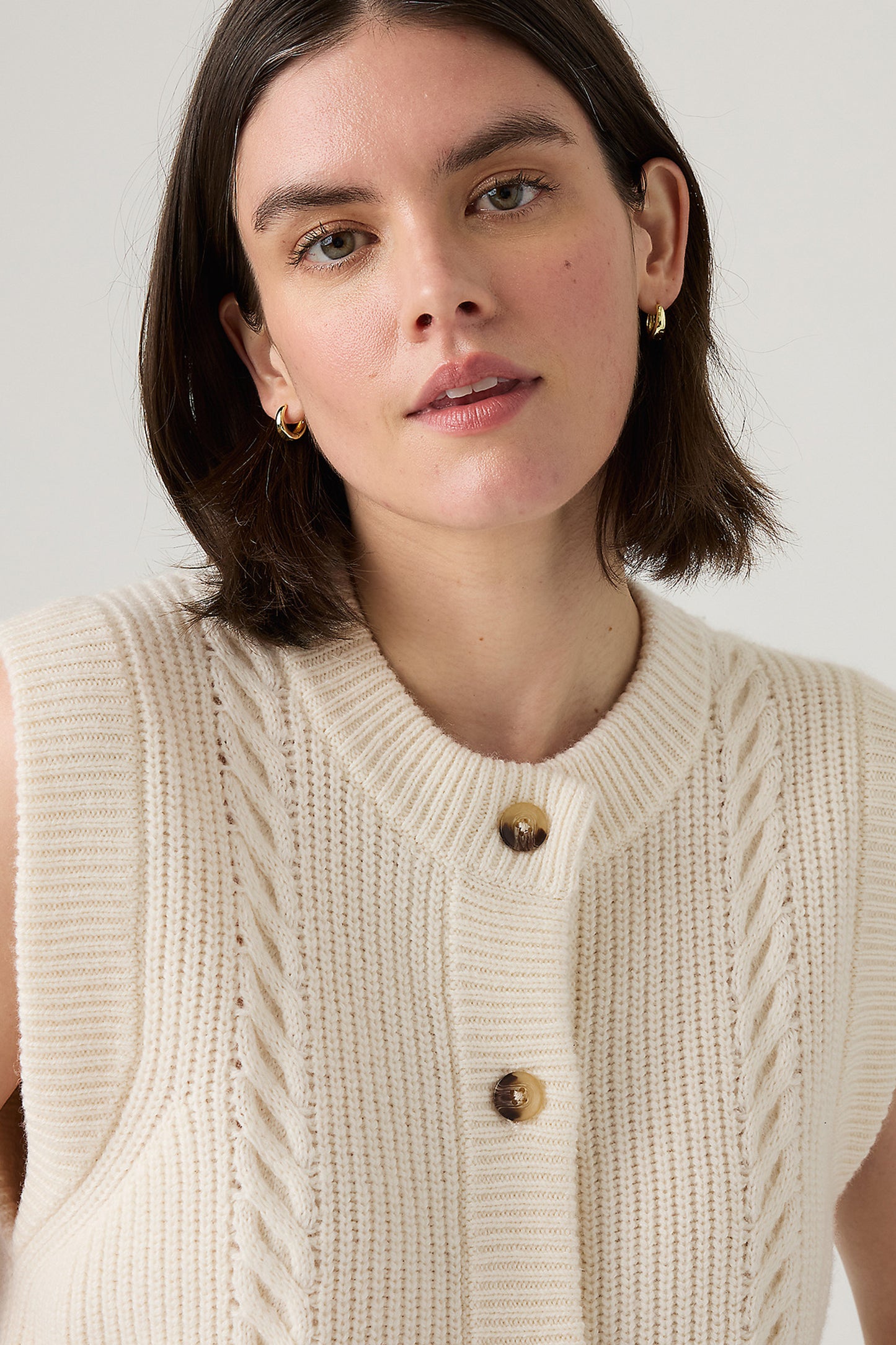 Ines Cable Sweater Vest Whisper White