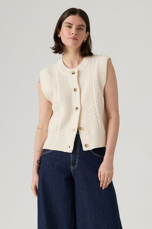 Ines Cable Sweater Vest Whisper White