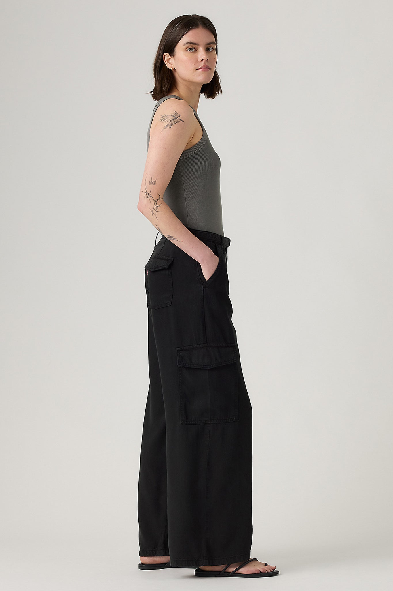 Baggy Dad Cargo Pants Caviar Black