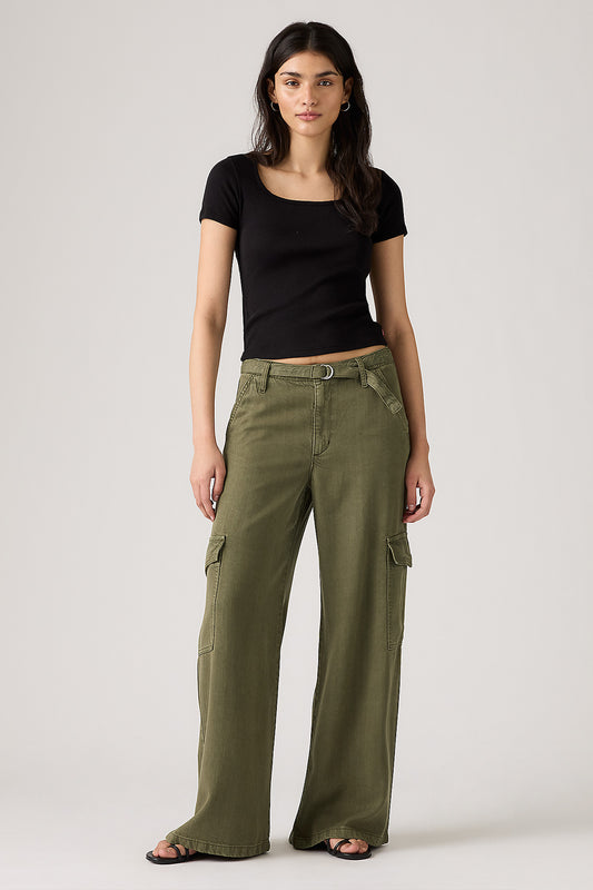Baggy Dad Cargo Pants Drapey Ivy Green Gd